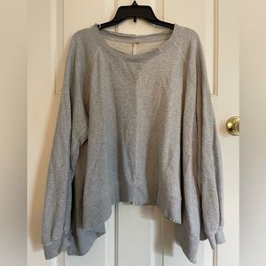 free people grey cropped oversized crew neck